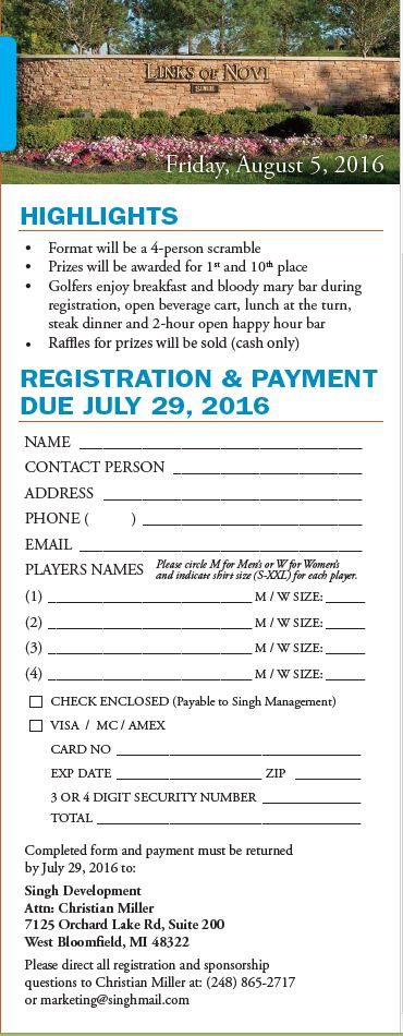 ASA Golf Outing Registration Form